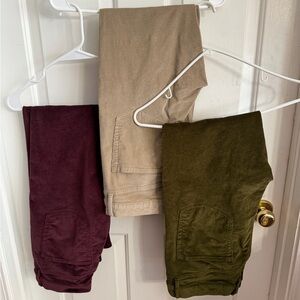 Loft Corduroy Pant Set of 3 Olive, Burgundy, Tan High Waist Skinny NWOT 12 Women